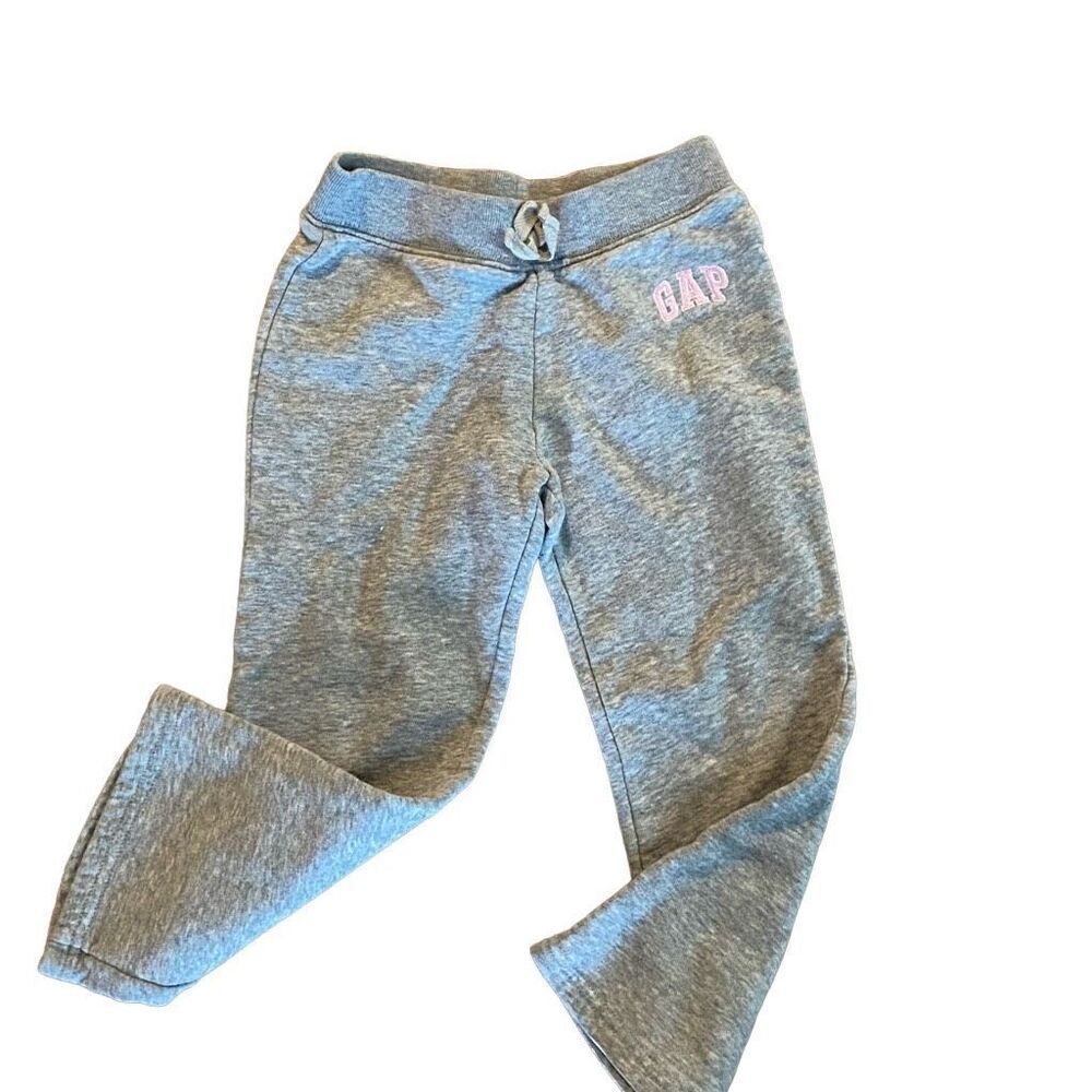 Gap Joggers Gray w Pink Girls Athletic Wear Sweat Pants Size 4T